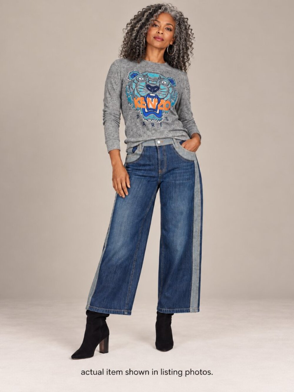 Kenzo Paris Tiger Logo Gray Long Sleeve Sweatshirt